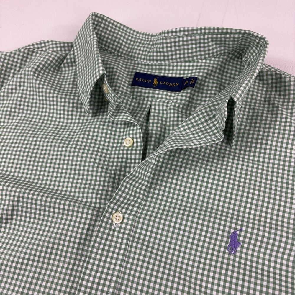 Ralph Lauren Shirt Mens 2XL Green Check Long Sleeve Button Down Woven Casual